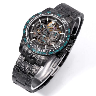 Rolex 精品仿製Daytona碳纖維鏤空腕錶 男士自動機械錶運動風格