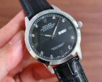 勞力士Rolex原單Datejust黑面皮帶腕錶 經典鑽刻度 時尚穩重男士款