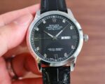 勞力士Rolex原單Datejust黑面皮帶腕錶 經典鑽刻度 時尚穩重男士款
