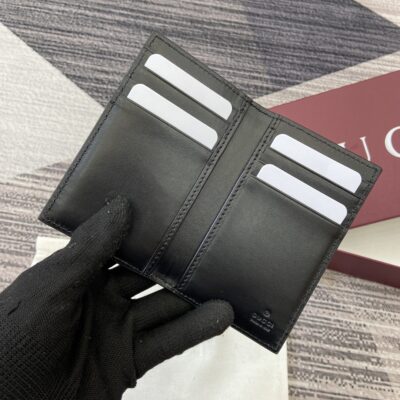 Gucci 高仿 GG卡夾 黑灰經典紋路 男士短夾 精品質感款739478