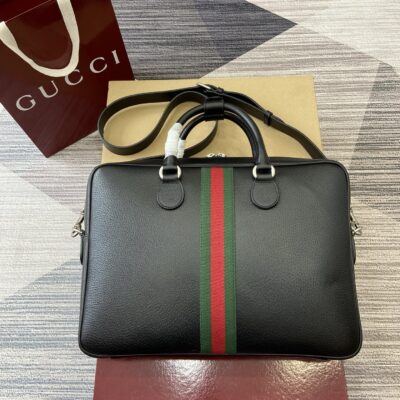 Gucci 一比一 Ophidia公文包 黑色牛皮商務手提斜挎兩用834461