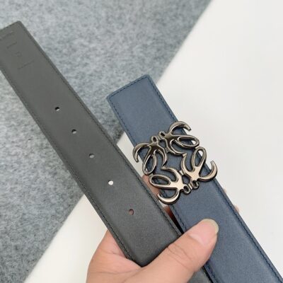 罗意威高仿皮带男士款牛皮复刻版深蓝色枪色扣精品