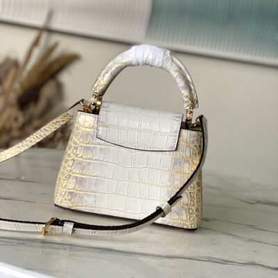 LV 原單 Capucines Mini 白色鱷魚紋手提包高貴優雅奢華精品 N93163