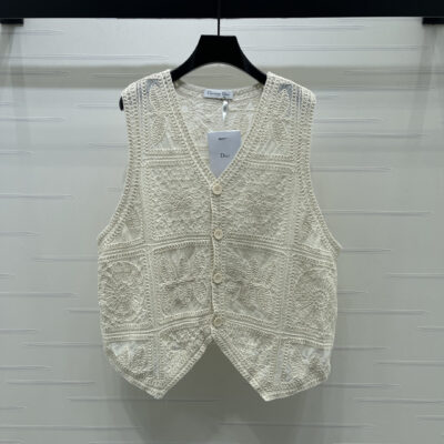 Dior精品仿製鏤空刺繡針織背心優雅氣質百搭2025新款法式高級時裝