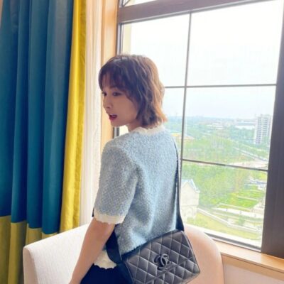 Chanel高仿菱格紋翻蓋斜背包經典黑色羊皮時尚百搭法式優雅精品包款