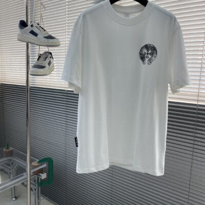 Chrome Hearts 高仿短袖T恤 月亮圖騰白色印花設計寬鬆百搭款 歐美潮流風格