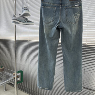 Loewe高仿牛仔褲直筒修身水洗刷色設計簡約百搭休閒潮流男款長褲