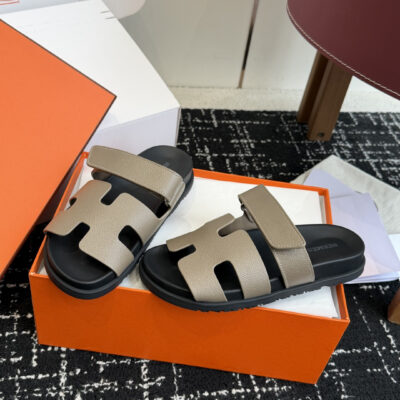 Hermes高仿拖鞋H字母鏤空設計牛皮質感休閒百搭舒適時尚高級精品涼拖