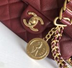 Chanel原單魚子醬牛皮金幣鏈條包復古優雅小方包氣質百搭法式經典精品風格