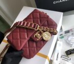 Chanel原單魚子醬牛皮金幣鏈條包復古優雅小方包氣質百搭法式經典精品風格