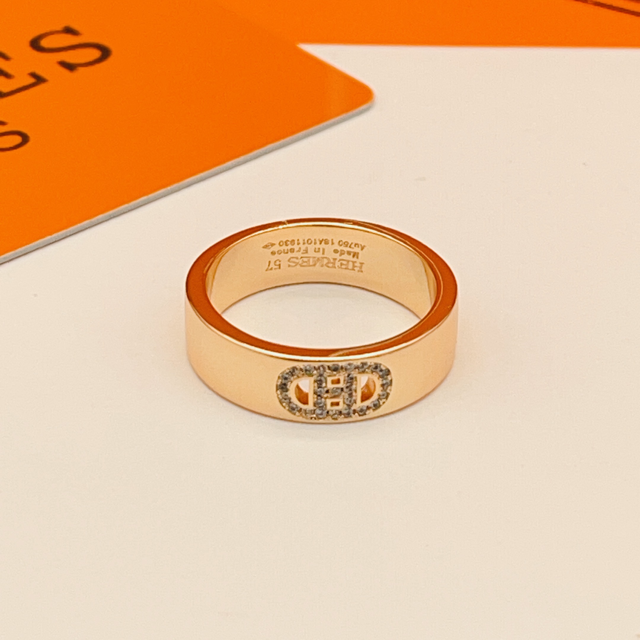 Hermes一比一戒指玫瑰金銀色鑲鑽H字母設計時尚百搭高級質感精品飾品