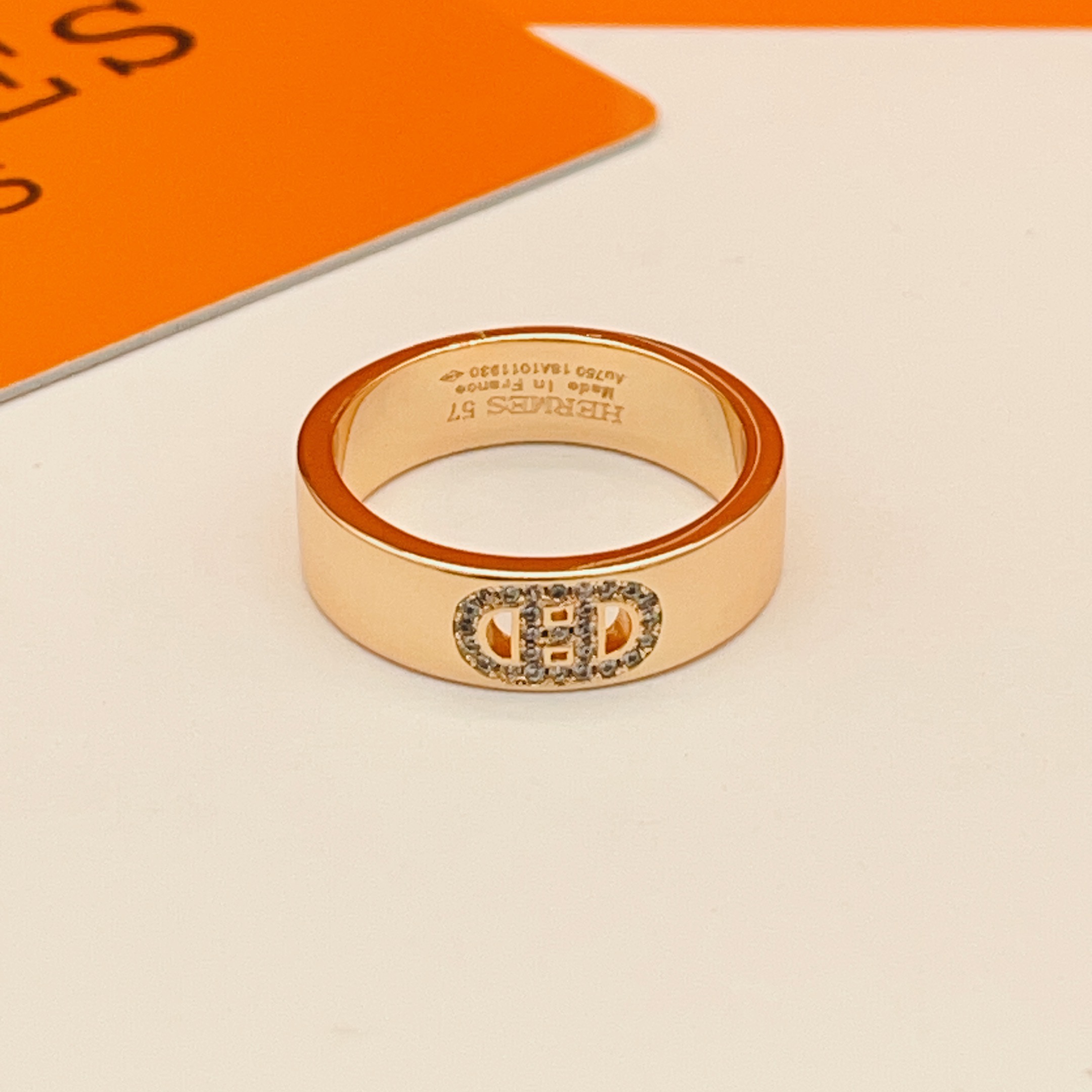 Hermes一比一戒指玫瑰金銀色鑲鑽H字母設計時尚百搭高級質感精品飾品