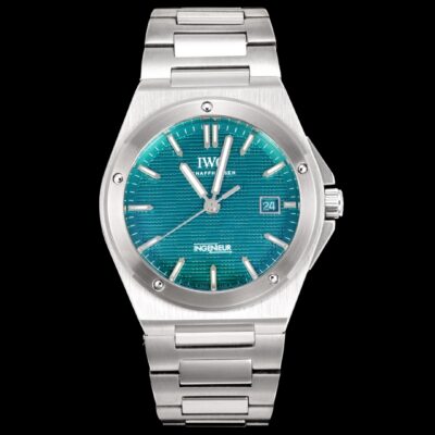 IWC精品仿製工程師系列藍綠面機械腕錶精鋼一體式鋼帶運動男錶瑞士設計
