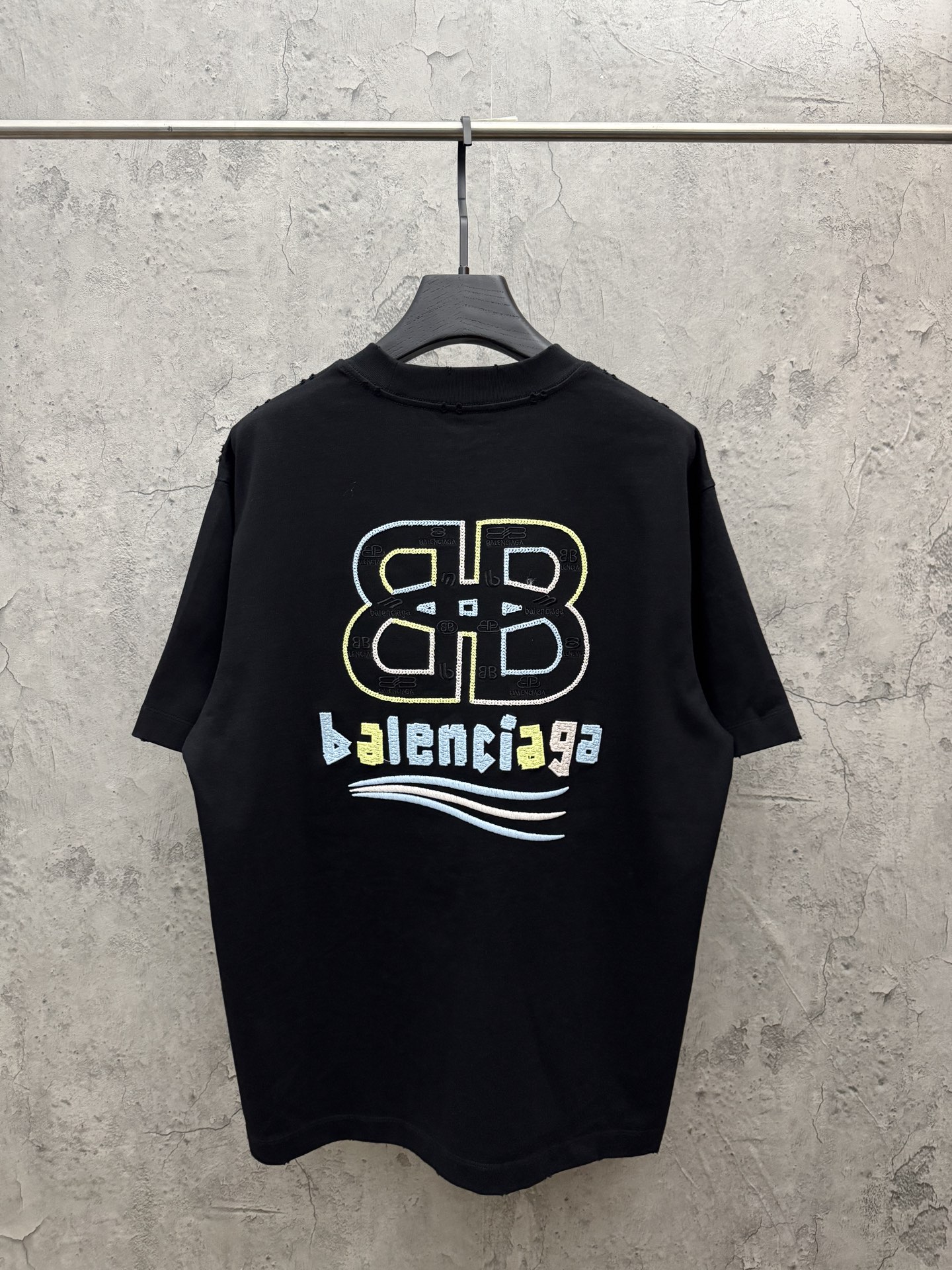 Balenciaga高仿短袖T恤簡約BB刺繡設計潮流百搭新品歐美街頭風