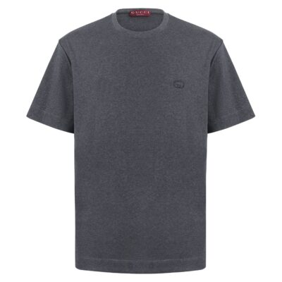 Gucci高仿短袖T恤經典純色圓領刺繡LOGO簡約百搭休閒上衣