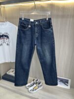 Gucci高仿牛仔褲經典深藍水洗修身直筒休閒百搭丹寧長褲