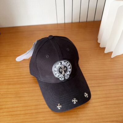 Chrome Hearts高仿十字徽章棒球帽黑色刺繡設計街頭百搭精品仿製款
