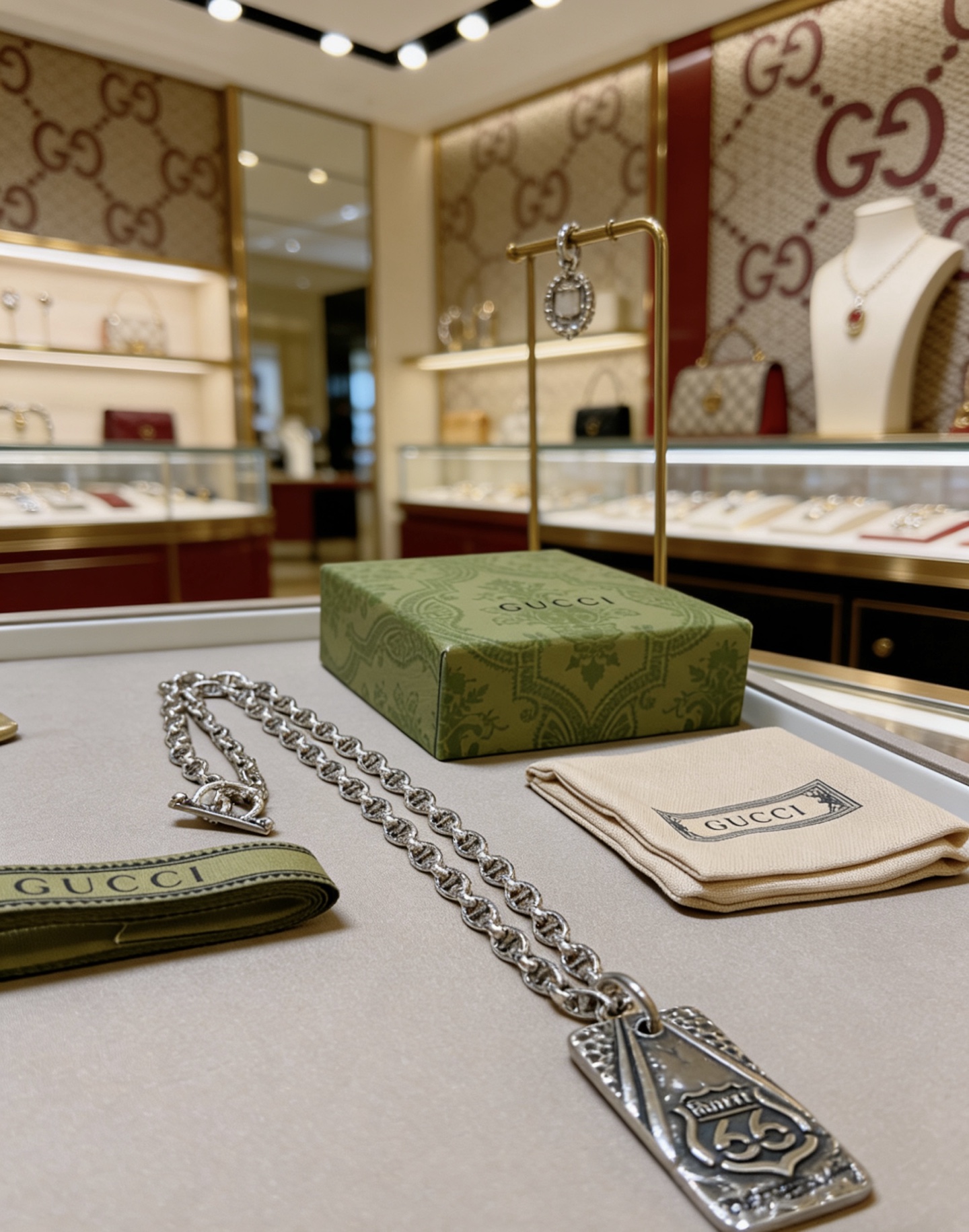 Gucci高仿網站項鍊復古銀色鏈條吊牌設計個性潮流高級風格