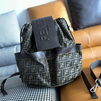 Fendi復刻版中古老花雙肩包 FF提花後背包7012M75