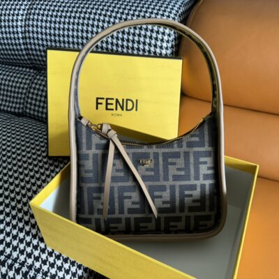 Fendi一比一荔枝紋皮革腋下包極簡百搭肩背包新款義式精品風格