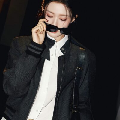 Dior高仿短版外套絲巾領設計飛行外套一比一復刻黑色高級感女裝