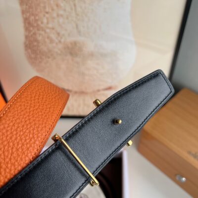 愛馬仕復刻版H扣皮帶荔枝紋皮革設計高端百搭時尚精品風格