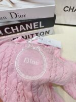 Dior高仿粉色針織Polo短袖上衣一比一復刻學院風氣質修身毛衣