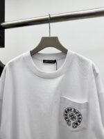 Chrome Hearts高仿短袖T恤白色口袋徽章刺繡寬鬆版簡約百搭潮流風