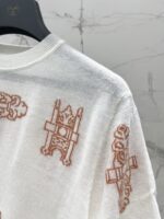 愛馬仕A貨針織短袖圖騰刺繡設計高端質感百搭優雅精品風格