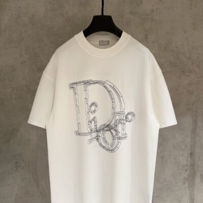 Dior高仿短袖T恤立體線條字母Logo設計寬鬆版型極簡潮流高端風格
