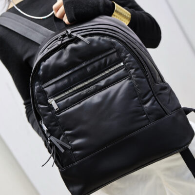 YSL 高端復刻 黑色尼龍後背包 輕奢機能 大容量通勤款821007