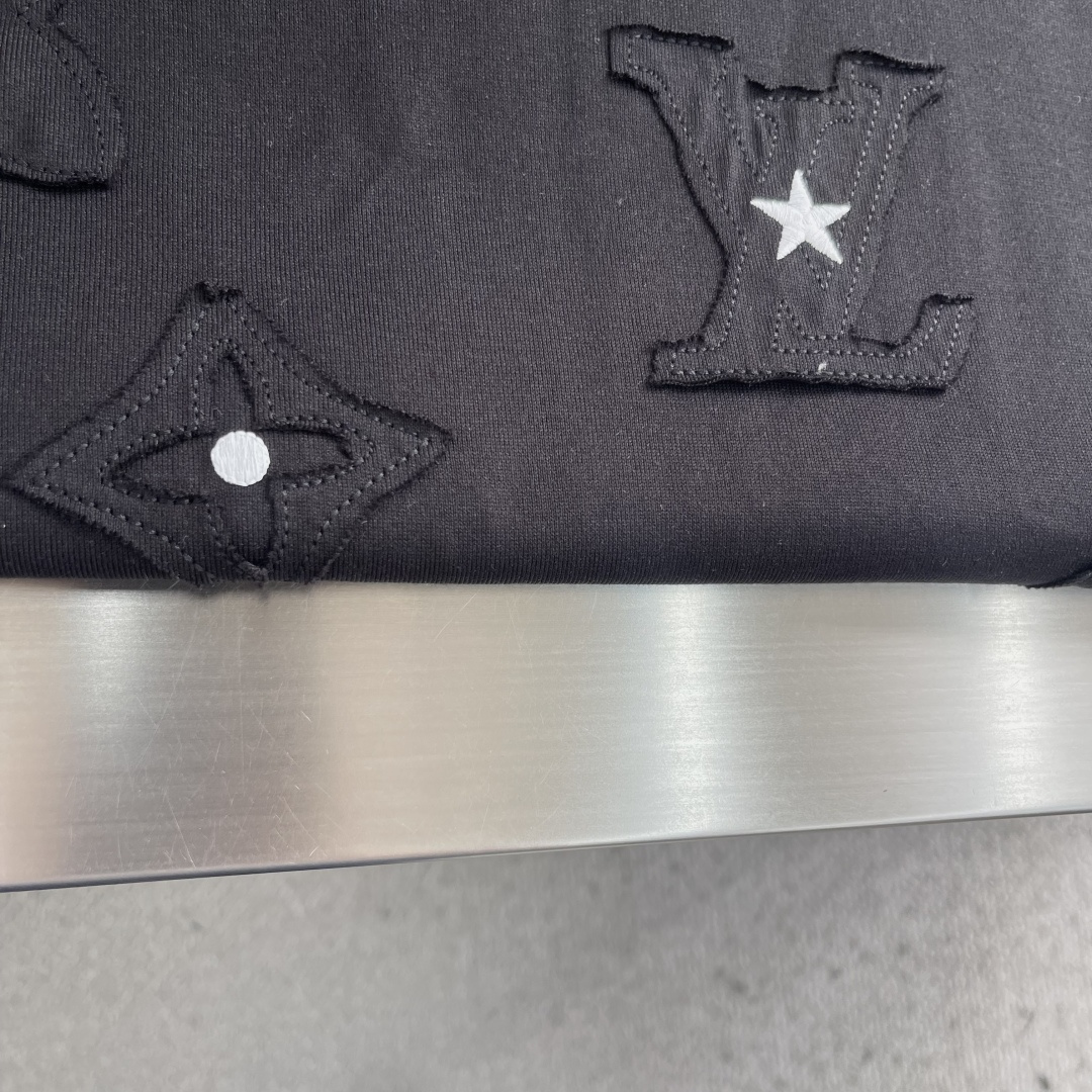 LV一比一立體Monogram刺繡短袖T恤潮流寬鬆百搭男裝