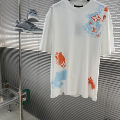 LV原單潑墨Monogram短袖T恤夏季潮流寬鬆百搭男裝