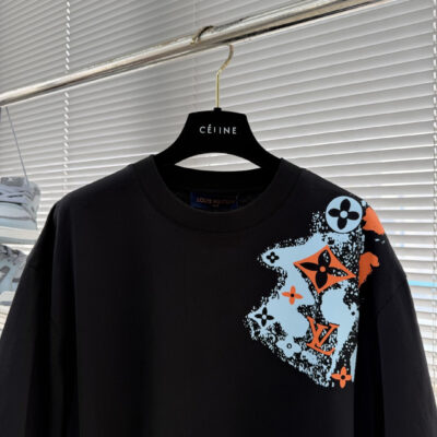 LV高仿潑墨Monogram短袖T恤高街潮流寬鬆百搭男裝