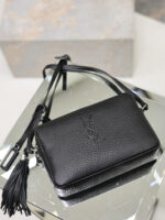 YSL 原單 黑色荔枝紋斜背包 百搭極簡 日系簡約520534