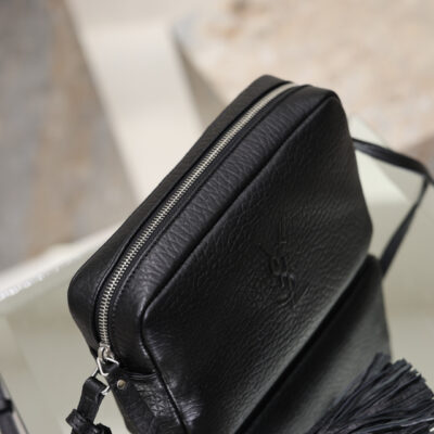 YSL 原單 黑色荔枝紋斜背包 百搭極簡 日系簡約520534