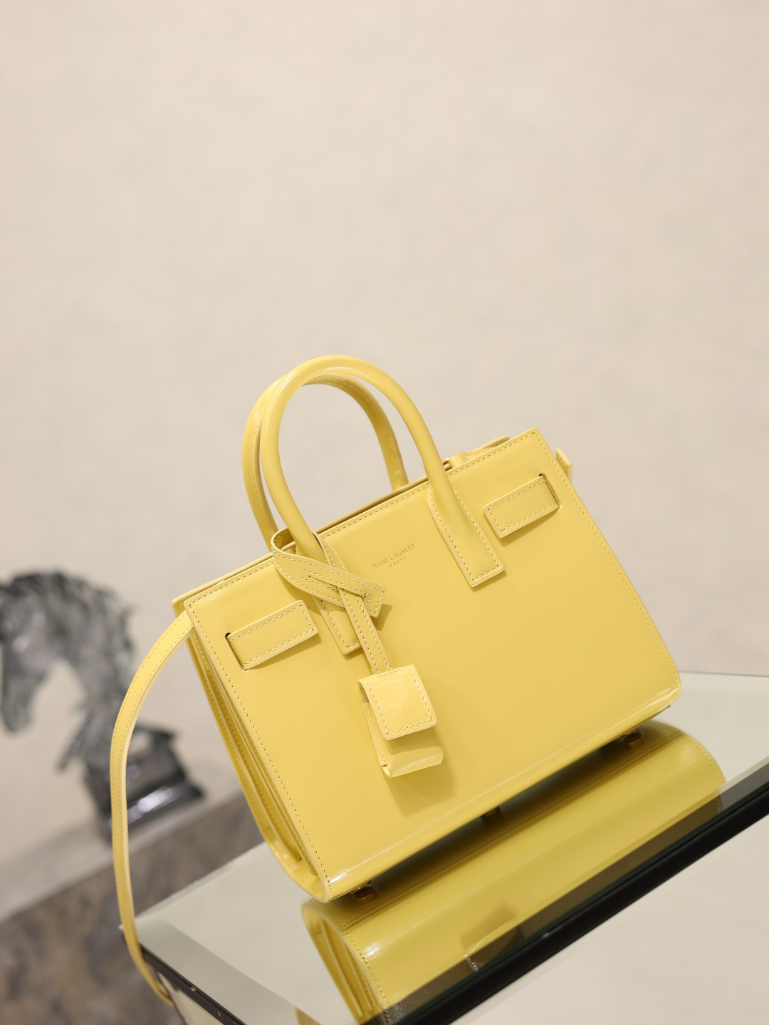 YSL 高仿 糖果黃色迷你手提包 亮面牛皮 時尚百搭法式風格717440