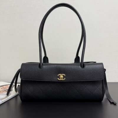 Chanel高仿荔枝紋肩背包經典黑金設計法式精品百搭女包
