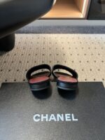 Chanel高仿雙C黑色拖鞋精品平底涼拖鞋時尚百搭女款