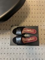 Chanel高仿雙C黑色拖鞋精品平底涼拖鞋時尚百搭女款