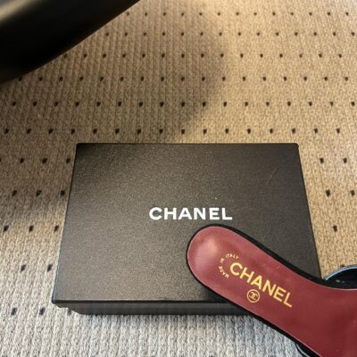 Chanel高仿雙C黑色拖鞋精品平底涼拖鞋時尚百搭女款