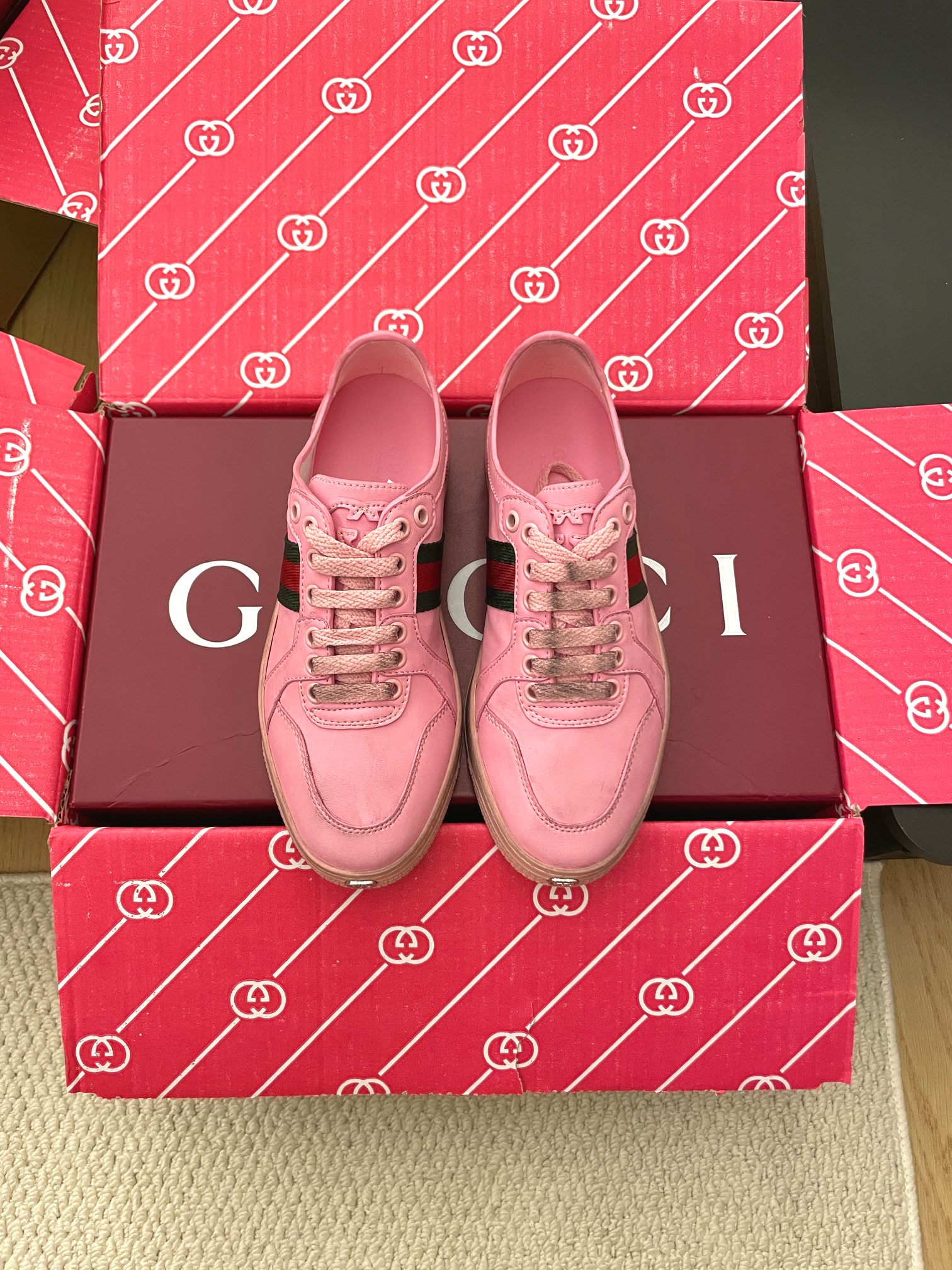 Gucci 精緻版 經典織帶皮革運動鞋 優雅人氣款 法式奢華