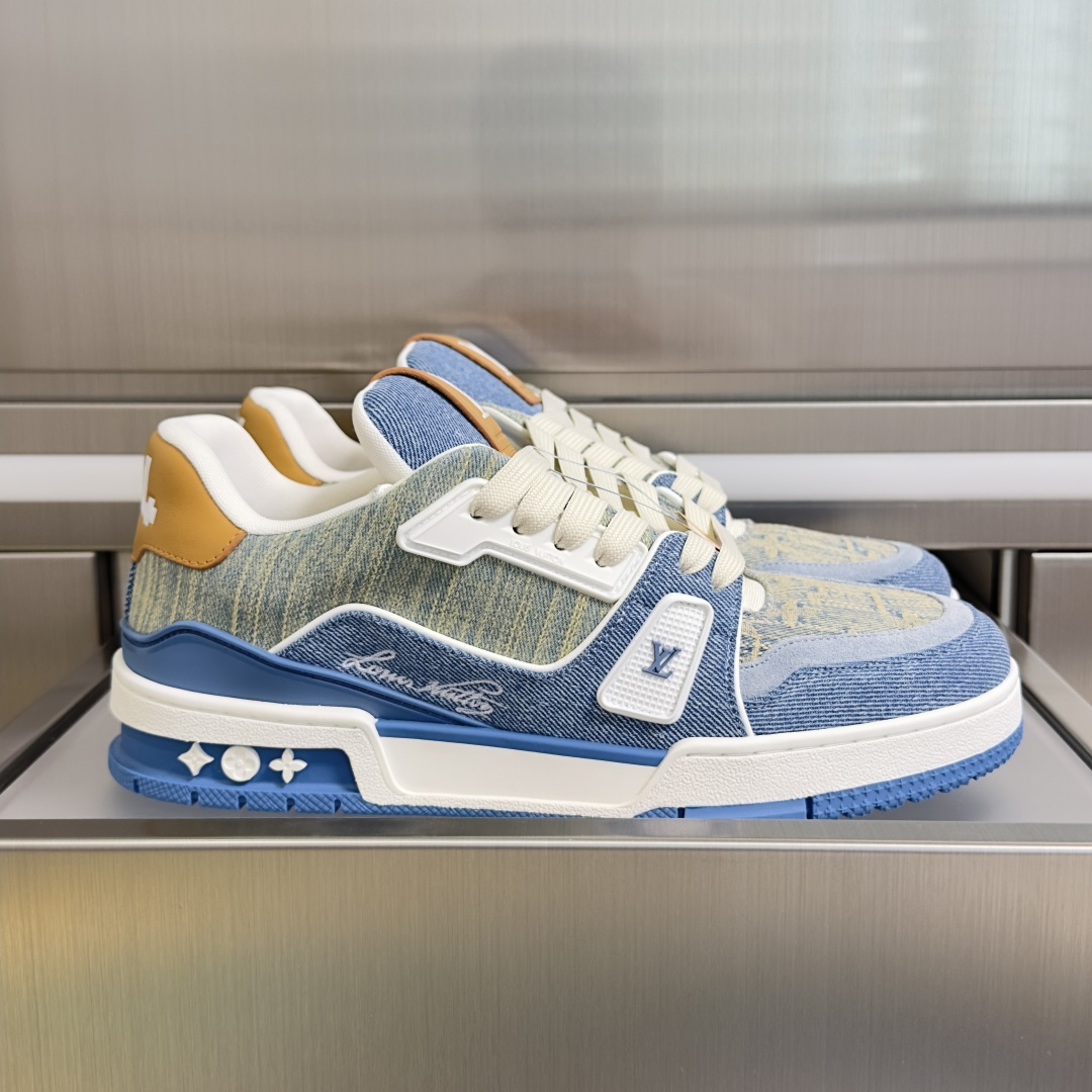 Louis Vuitton 精品仿製 LV Trainer 牛仔拼接運動鞋 百搭新款 街頭時尚