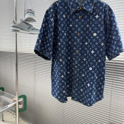 Louis Vuitton 精緻版 丹寧短袖襯衫 新款百搭 街頭時尚