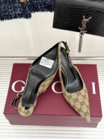 Gucci 超A貨 GG經典尖頭高跟鞋 後繫帶設計 優雅法式奢華