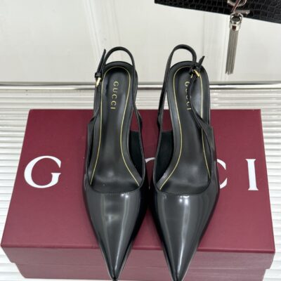 Gucci 精品仿製 經典尖頭漆皮高跟鞋 後繫帶設計 優雅都會輕奢