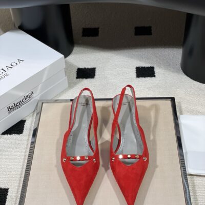 Balenciaga 復刻版 尖頭鉚釘細帶高跟鞋 新款優雅 法式奢華