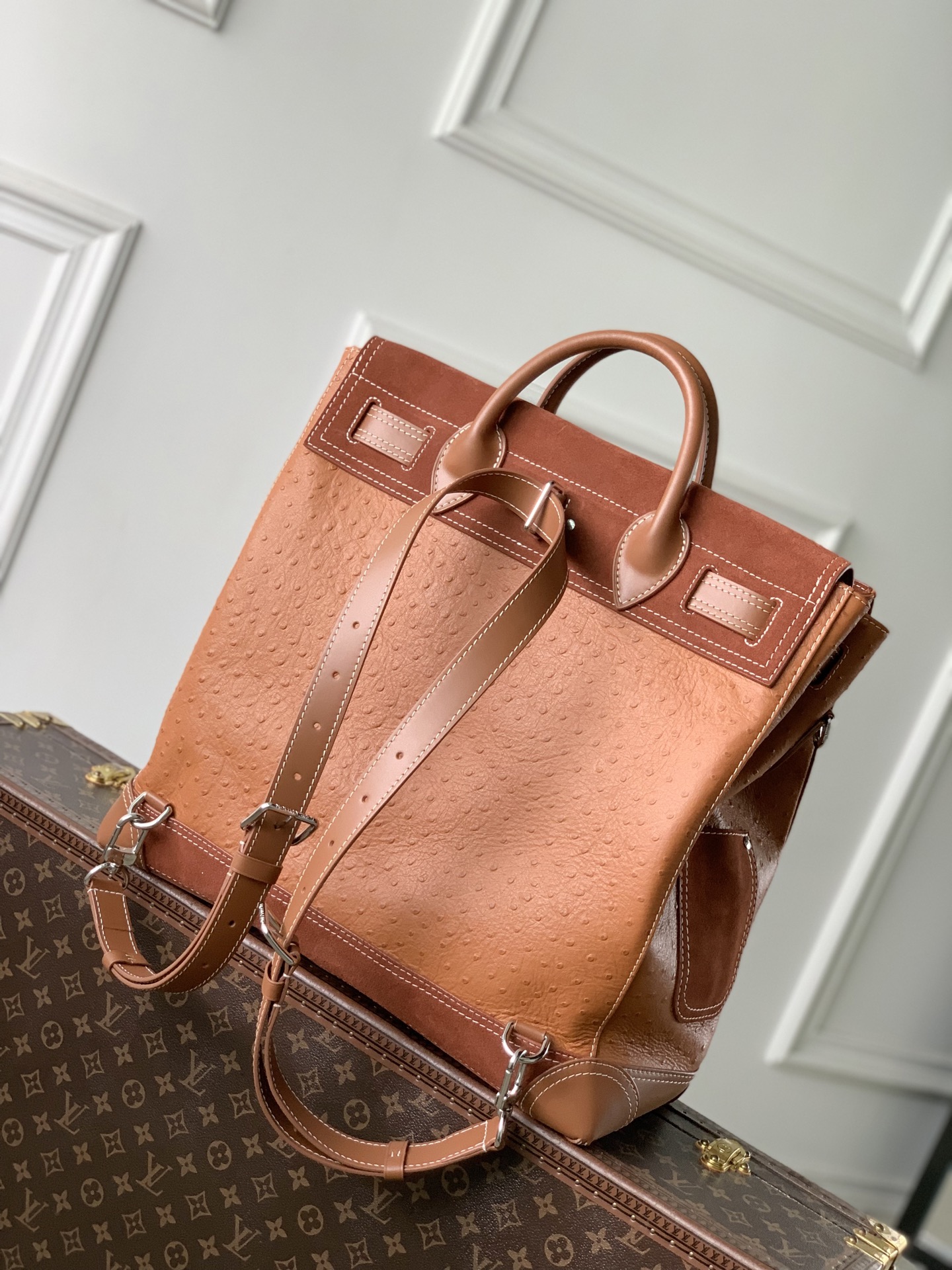 Louis Vuitton 復刻M26019 Steamer 40 手袋 鴕鳥紋皮革男士托特包 Workwear 系列復古潮流款