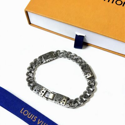 LV 精品仿製 粗鍊LOGO金屬手環鑰匙扣 質感佳 都會輕奢