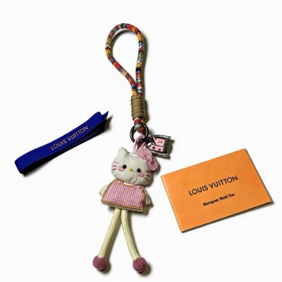 LV 精緻版 編織手繩貓咪公仔吊飾鑰匙扣 優雅 日系簡約